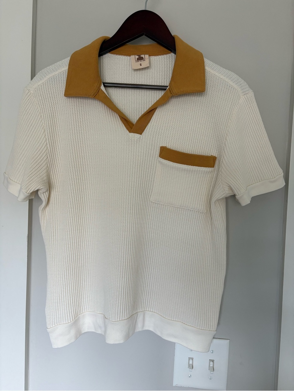 Dandy Del Mar — Men's Ivory Knit Polo Small
